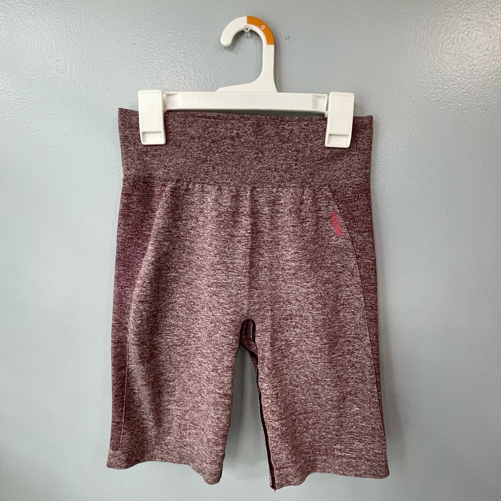 Gymshark flex biker shorts in burgundy.